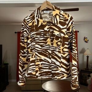 Just B Women’s Animal Print Linen/Cotton Denim Jacket Size S